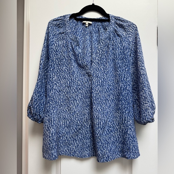 Joie Addie B Abstract Blue Silk Top small - Picture 2 of 6